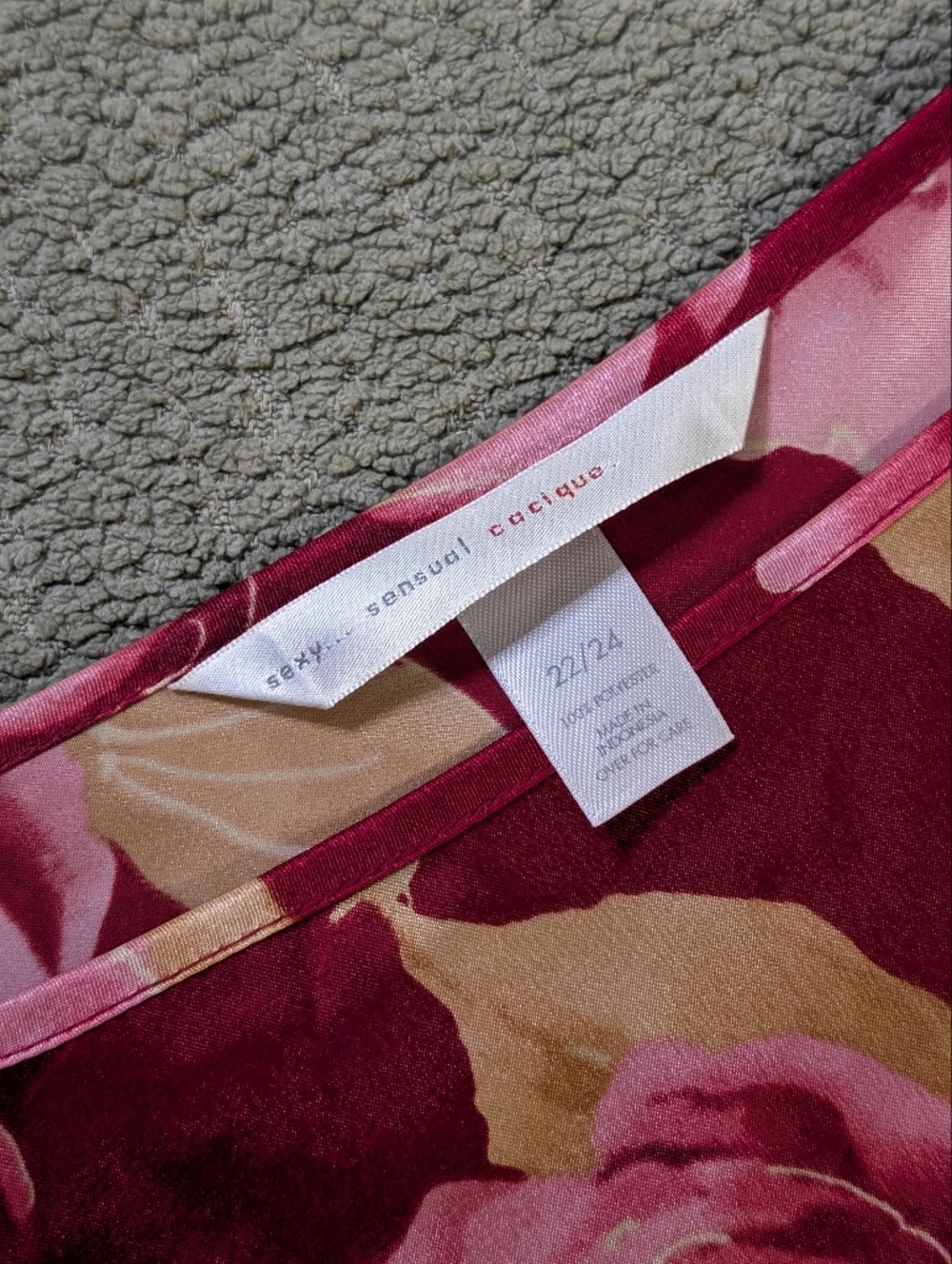 Cacique Lane Bryant Pink Satin Floral Slip Nightgown – Size 22/24 (Plus Size) - Picture 3 of 10